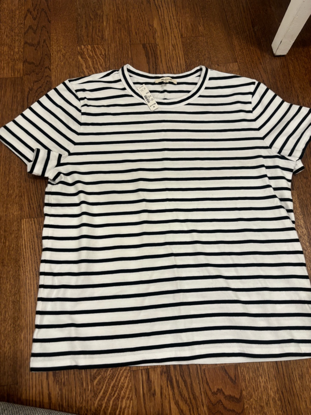 Madewell Black and White Striped Crewneck Tee
